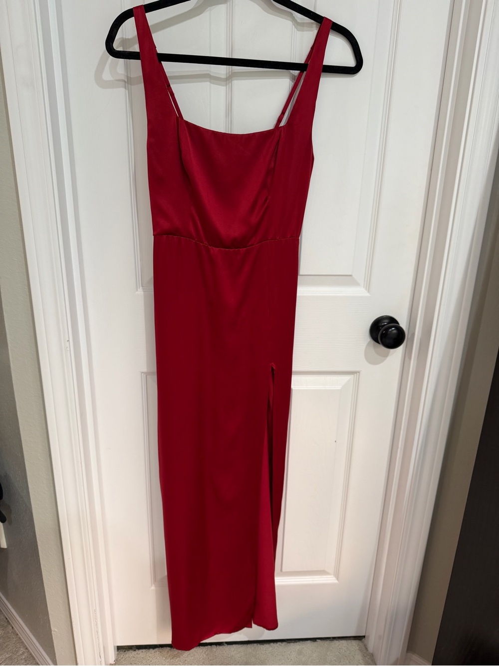 Reformation Ruby Red 100% Silk Maxi Dress with Side Slit